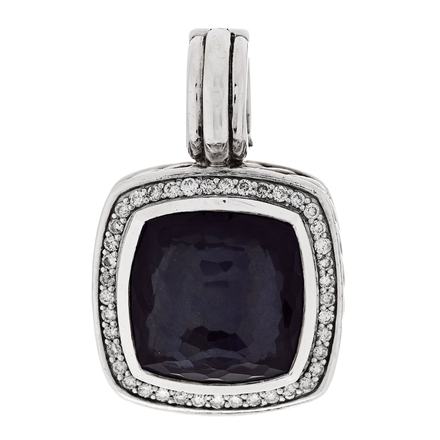 Sterling Silver Diamond Black Orchid 14mm Albion Enhancer Pendant