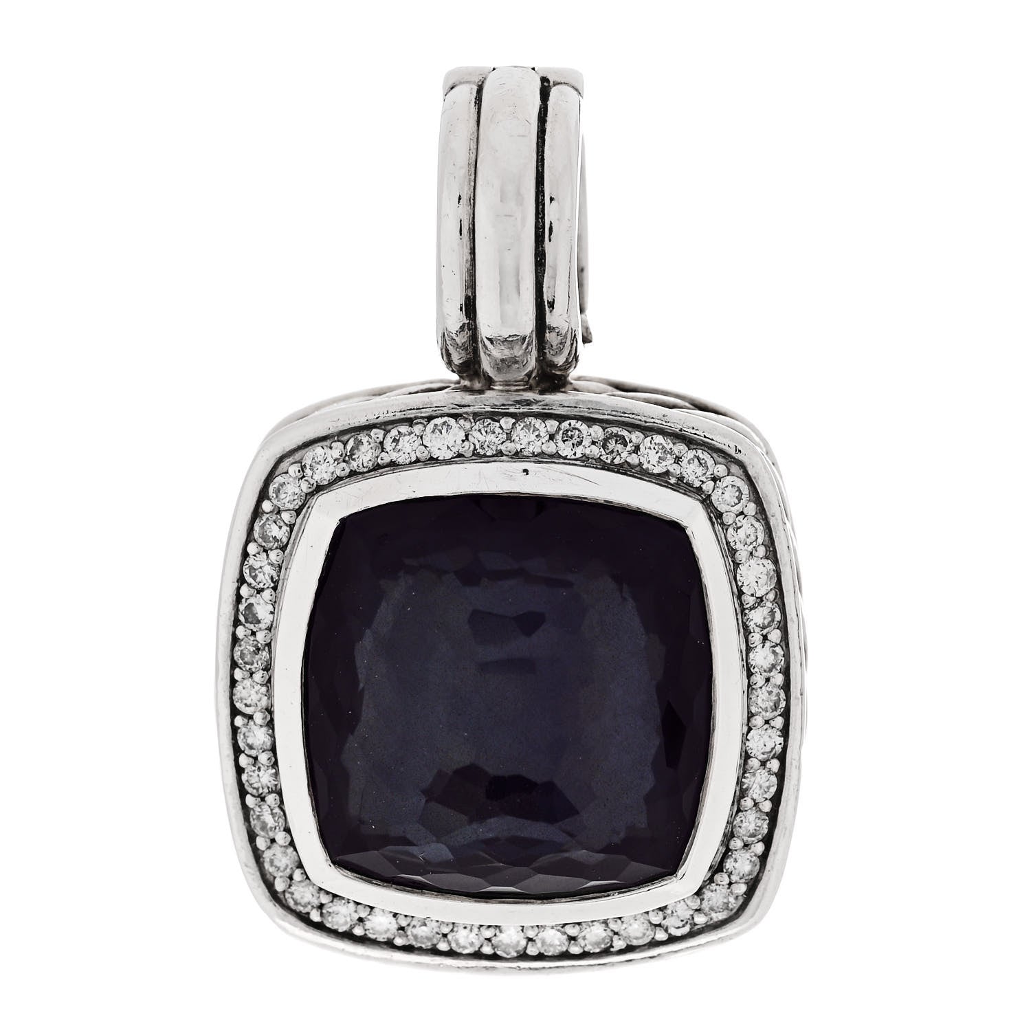 David Yurman Sterling Silver Diamond Black Orchid 14mm Albion Enhancer Pendant 1 of 4
