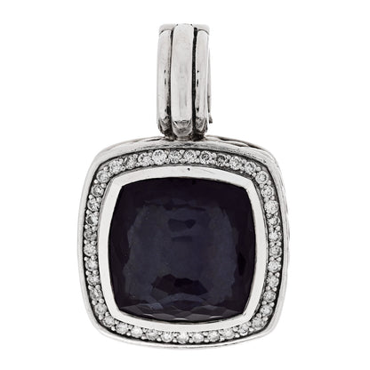 David Yurman Sterling Silver Diamond Black Orchid 14mm Albion Enhancer Pendant 1 of 4