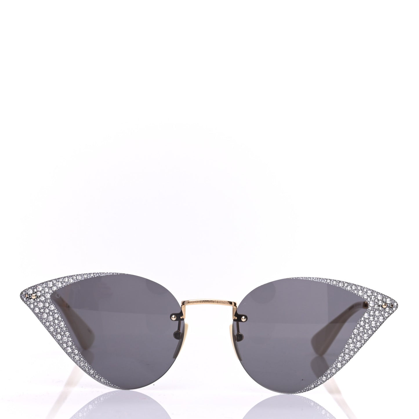 Metal Crystal Geometrical Frame Sunglasses GG0898S Silver Gold