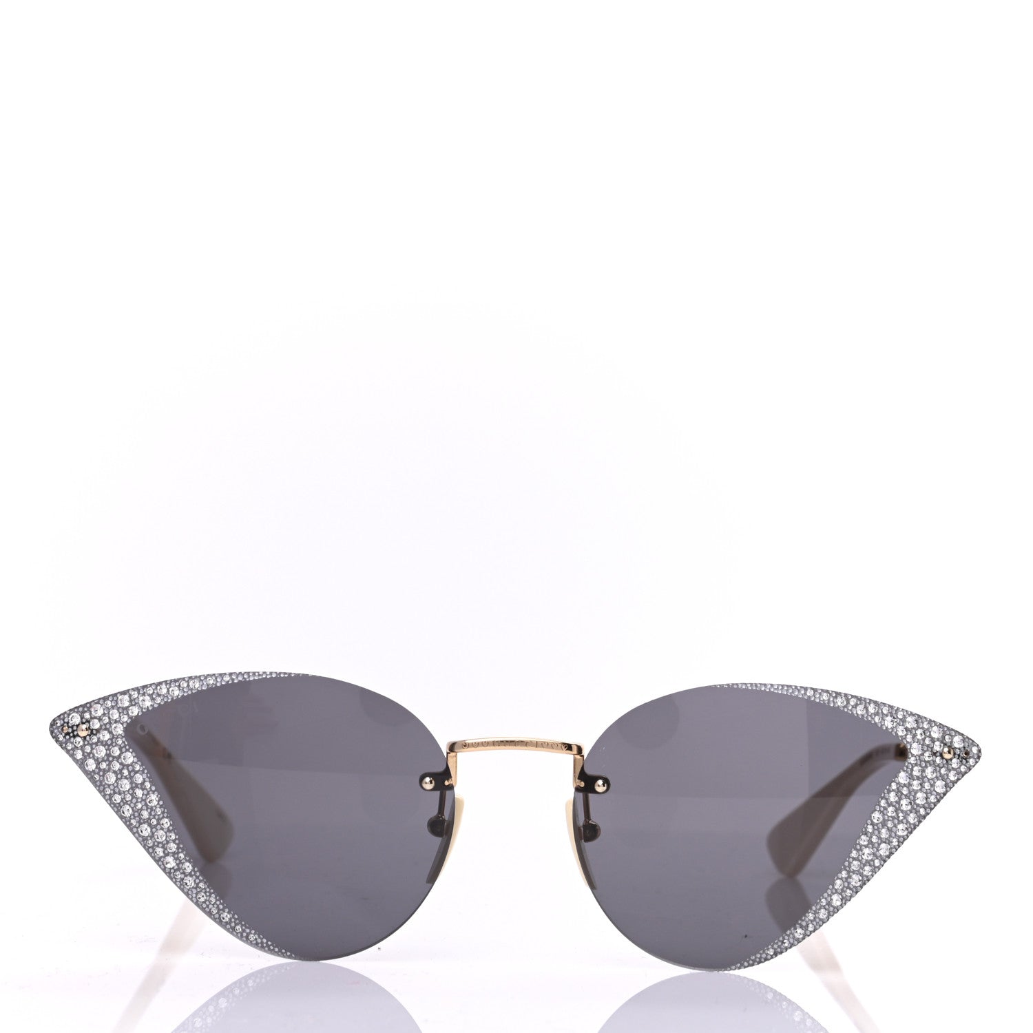 Gucci Metal Crystal Geometrical Frame Sunglasses GG0898S Silver Gold 2 of 9