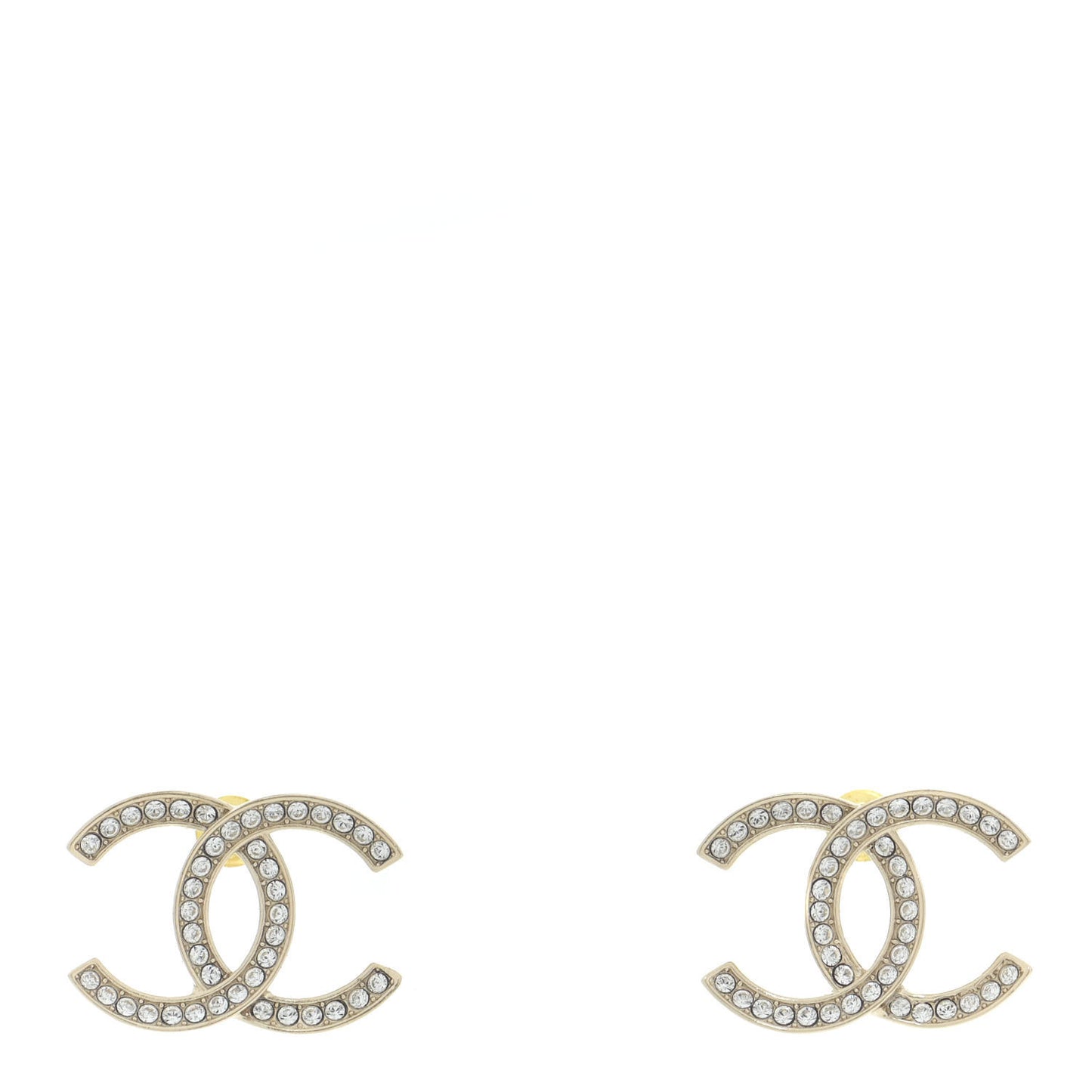 Crystal Large CC Earrings Gold