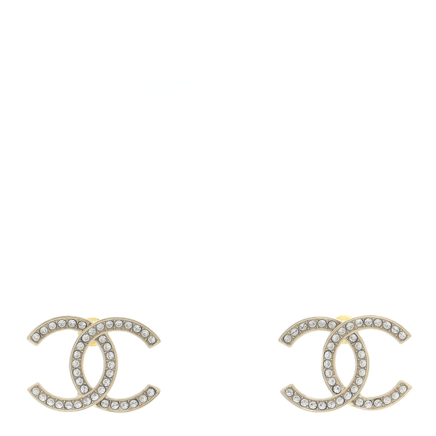 Chanel Crystal Large CC Earrings Gold 1 of 6
