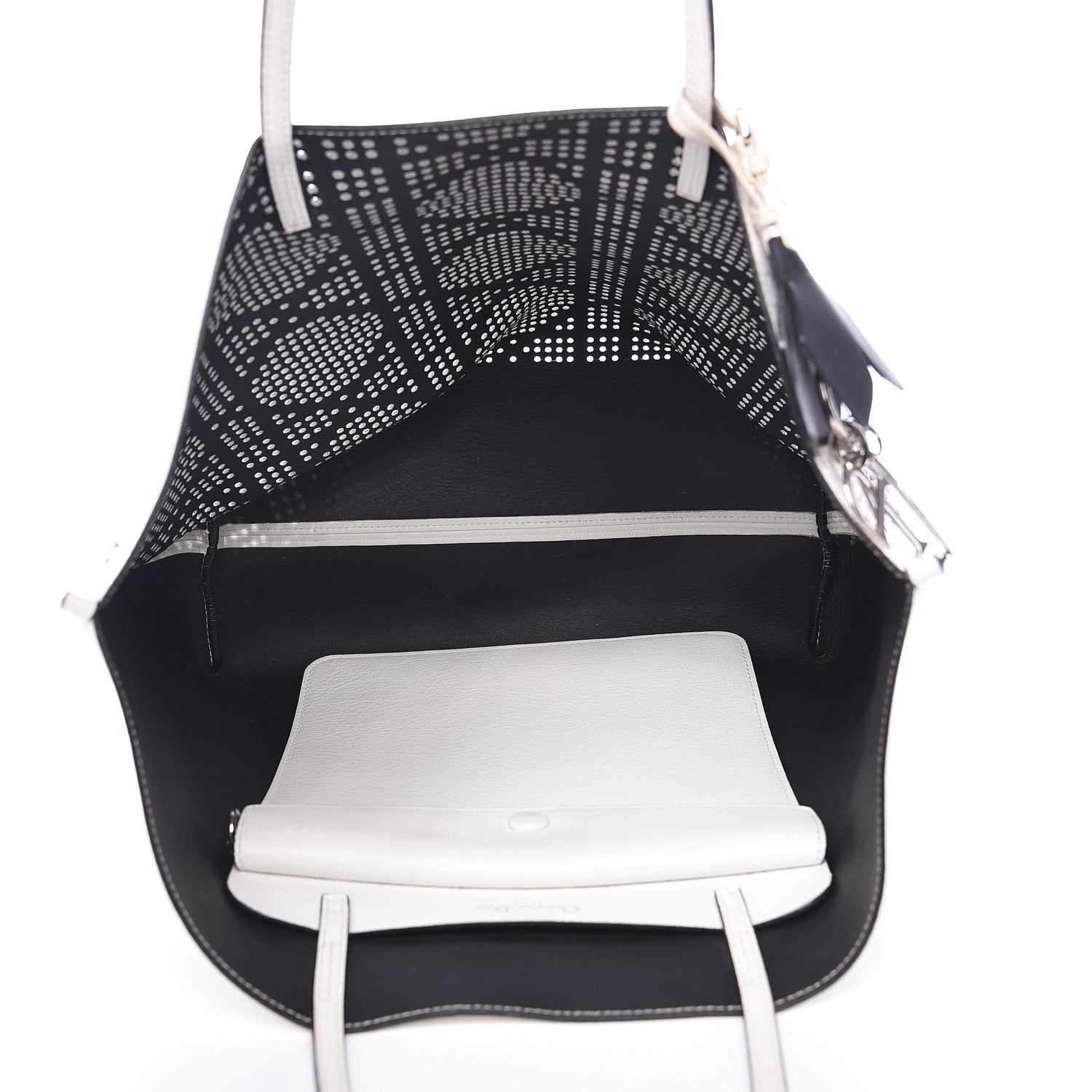 Christian Dior Calfskin Perforated Cannage Dioriva Tote White 5 of 14