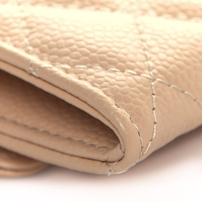 Chanel Caviar Quilted Flap Card Holder Wallet Beige 12 of 15
