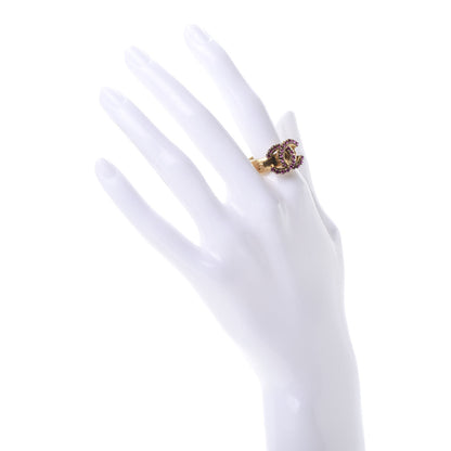 Chanel Crystal CC Ring 7 Gold Pink 2 of 8