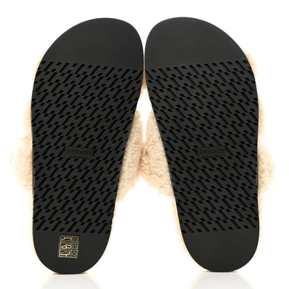 Hermes Woolskin Womens Chypre Sandals 37 Ecru 5 of 9