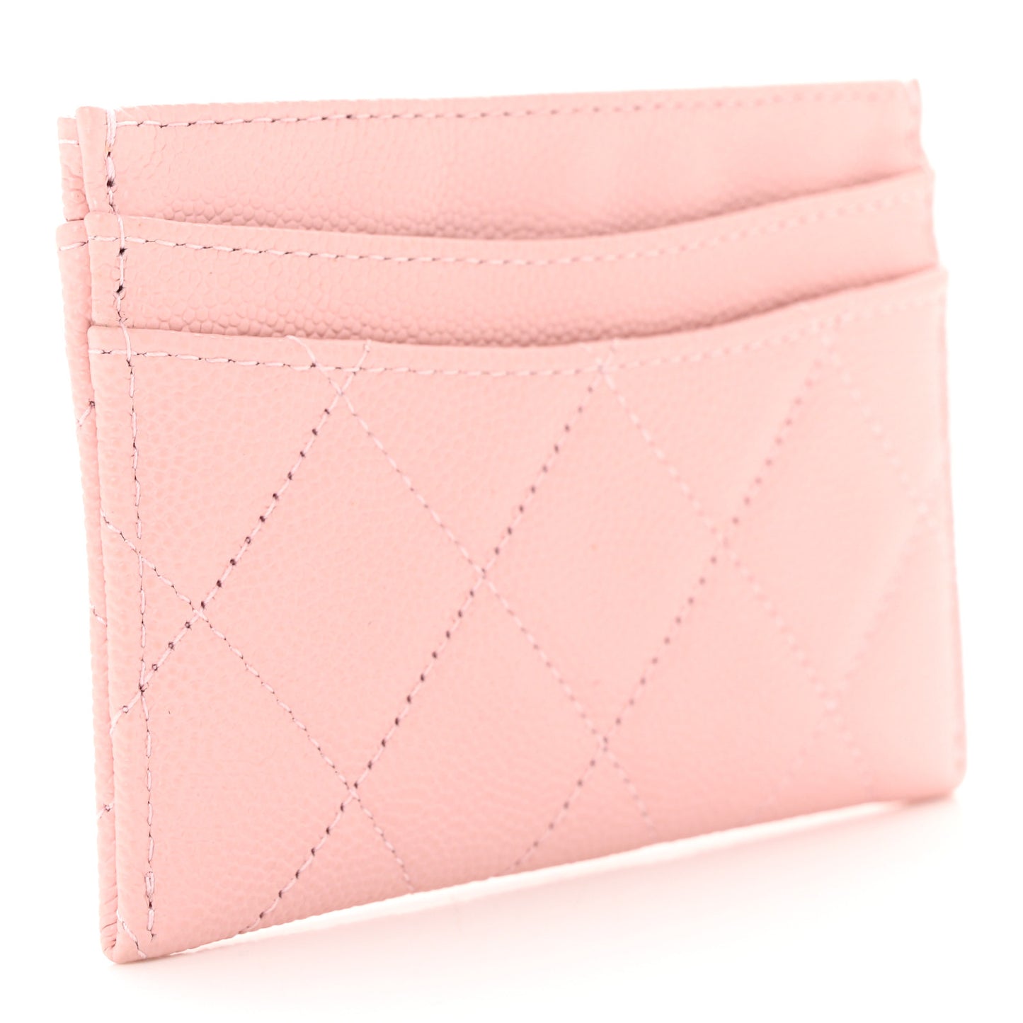 Caviar Quilted Card Holder Light Pink