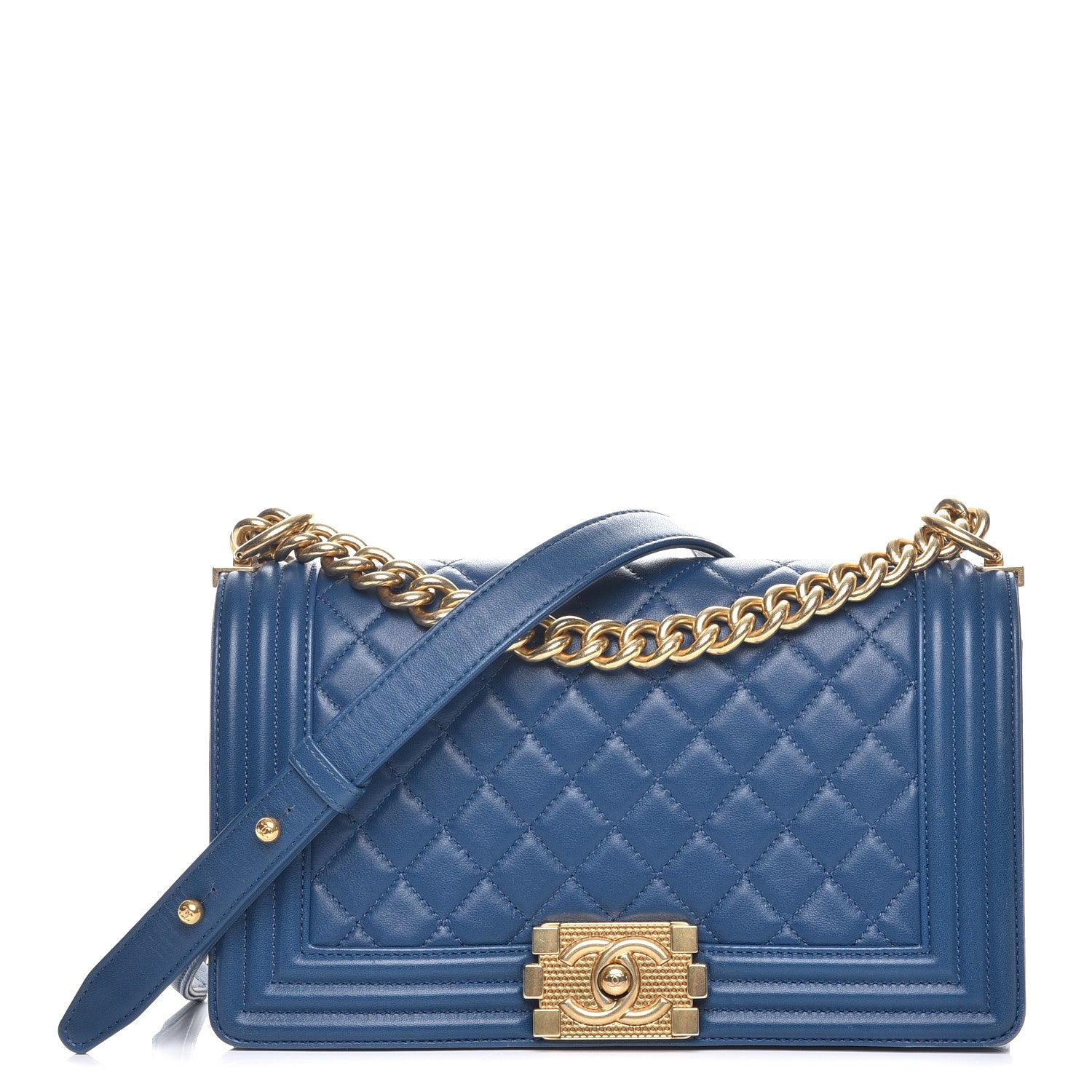Chanel Lambskin Quilted Medium Boy Flap Blue 1 of 12