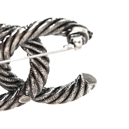 Chanel Ruthenium Twisted CC Brooch Silver 3 of 3