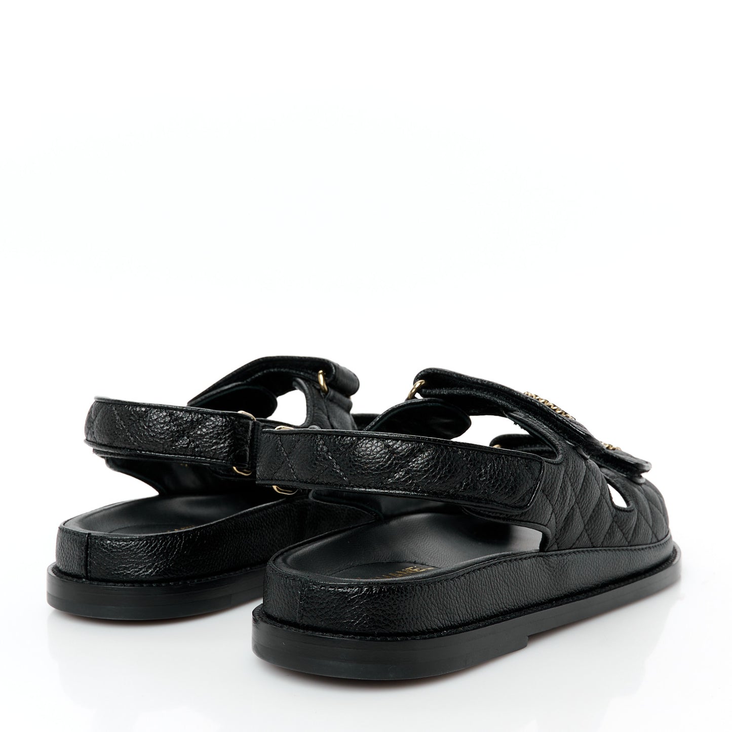Grained Calfskin Velcro Dad Sandals 39.5 Black