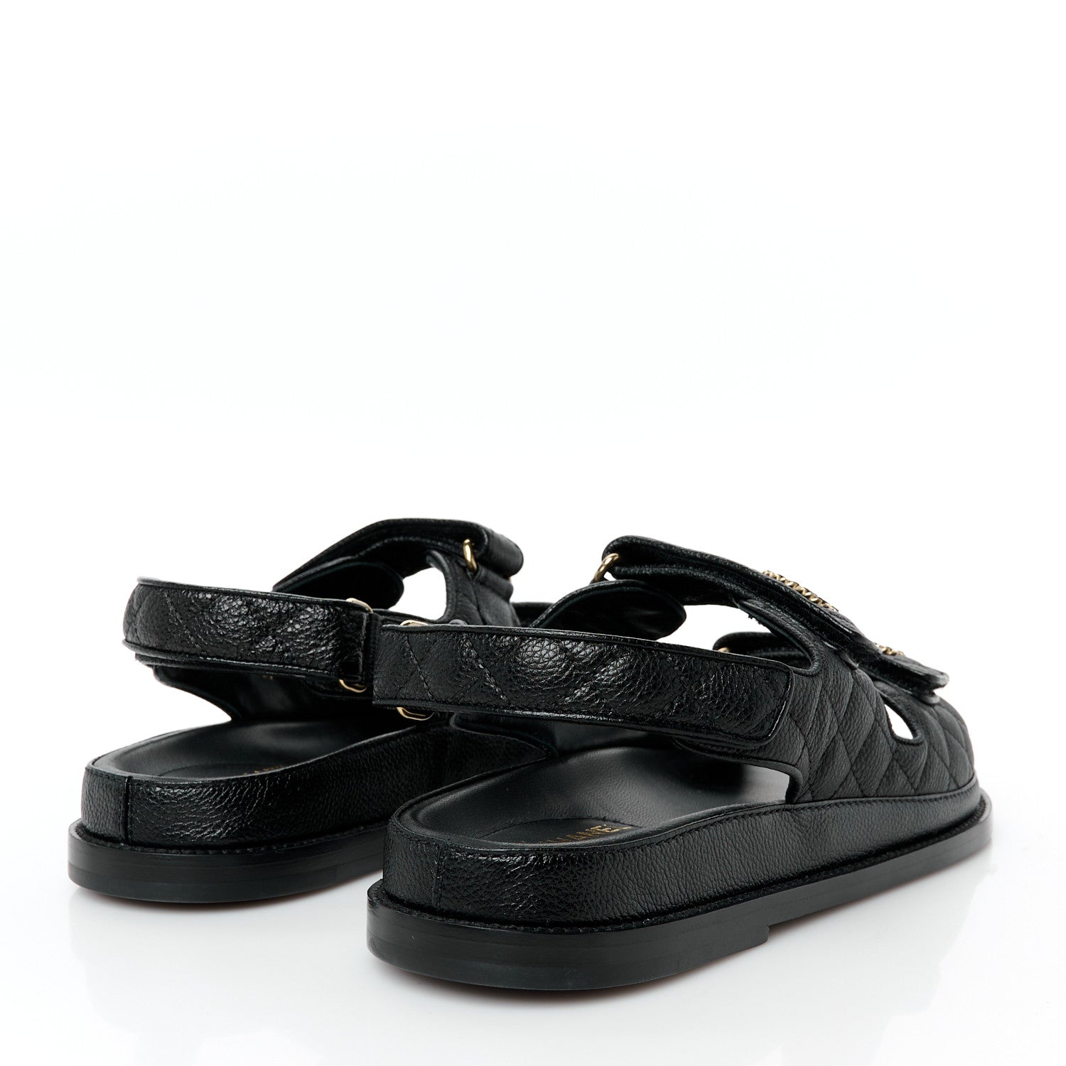 Chanel Grained Calfskin Velcro Dad Sandals 39.5 Black 5 of 10