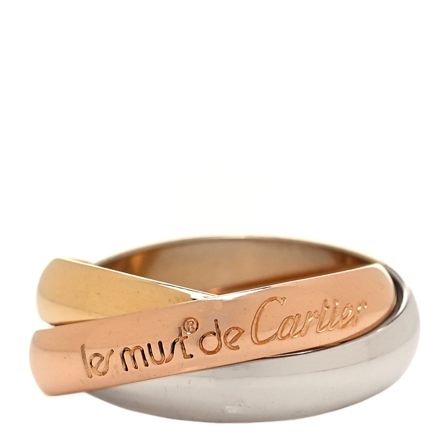 18K Pink Yellow White Gold Classic Les Must De Cartier Trinity Ring 48 4.5