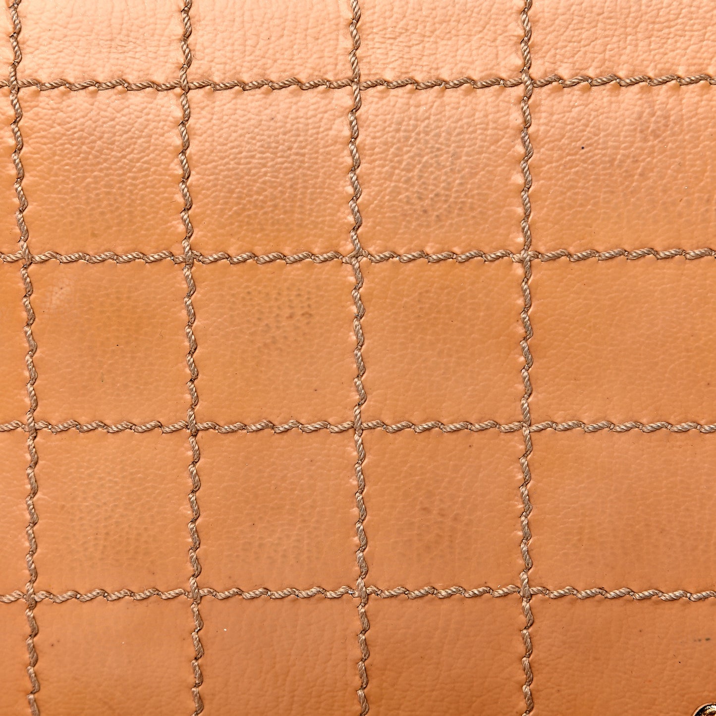 Calfskin Stitched Square Quilted Wallet On Chain WOC Beige