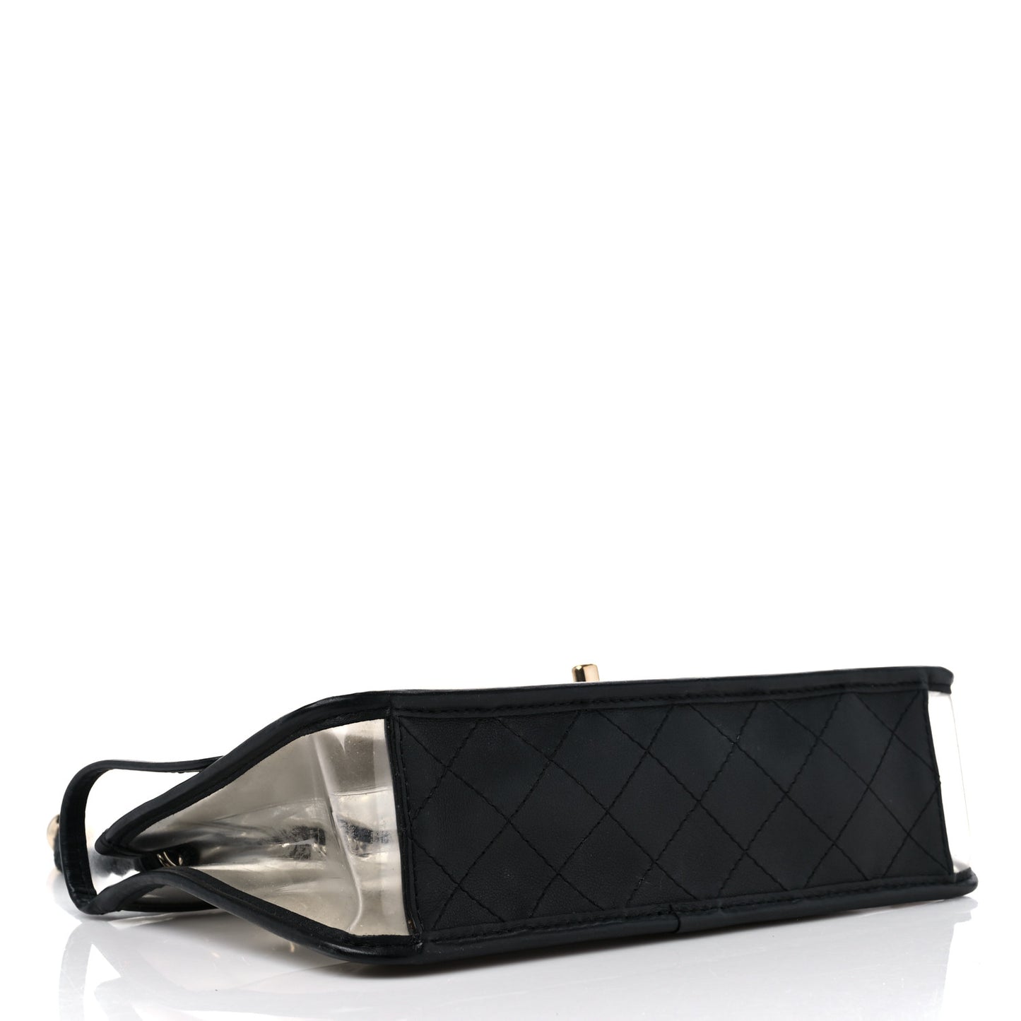 Lambskin PVC Sand By The Sea Flap With Pearl Strap Black