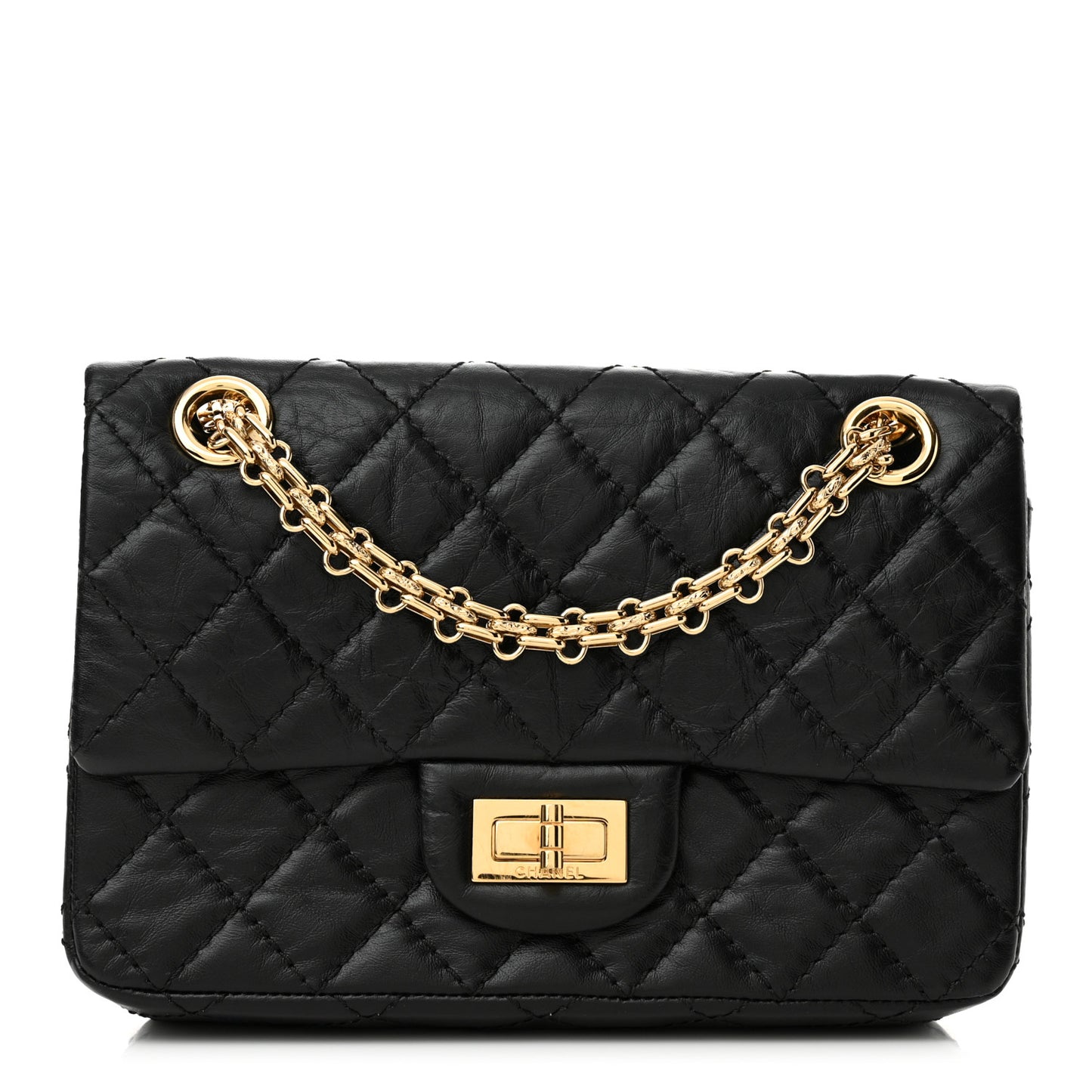 Aged Calfskin Quilted 2.55 Reissue Mini Flap Black