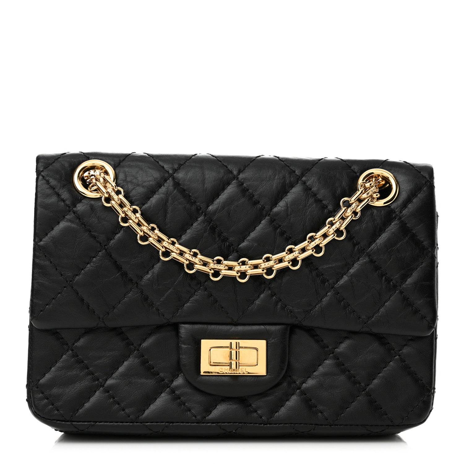 Chanel Aged Calfskin Quilted 2.55 Reissue Mini Flap Black 1 of 11