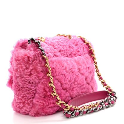 Chanel Shearling Sheepskin Medium Chanel 19 Flap Pink 3 of 10