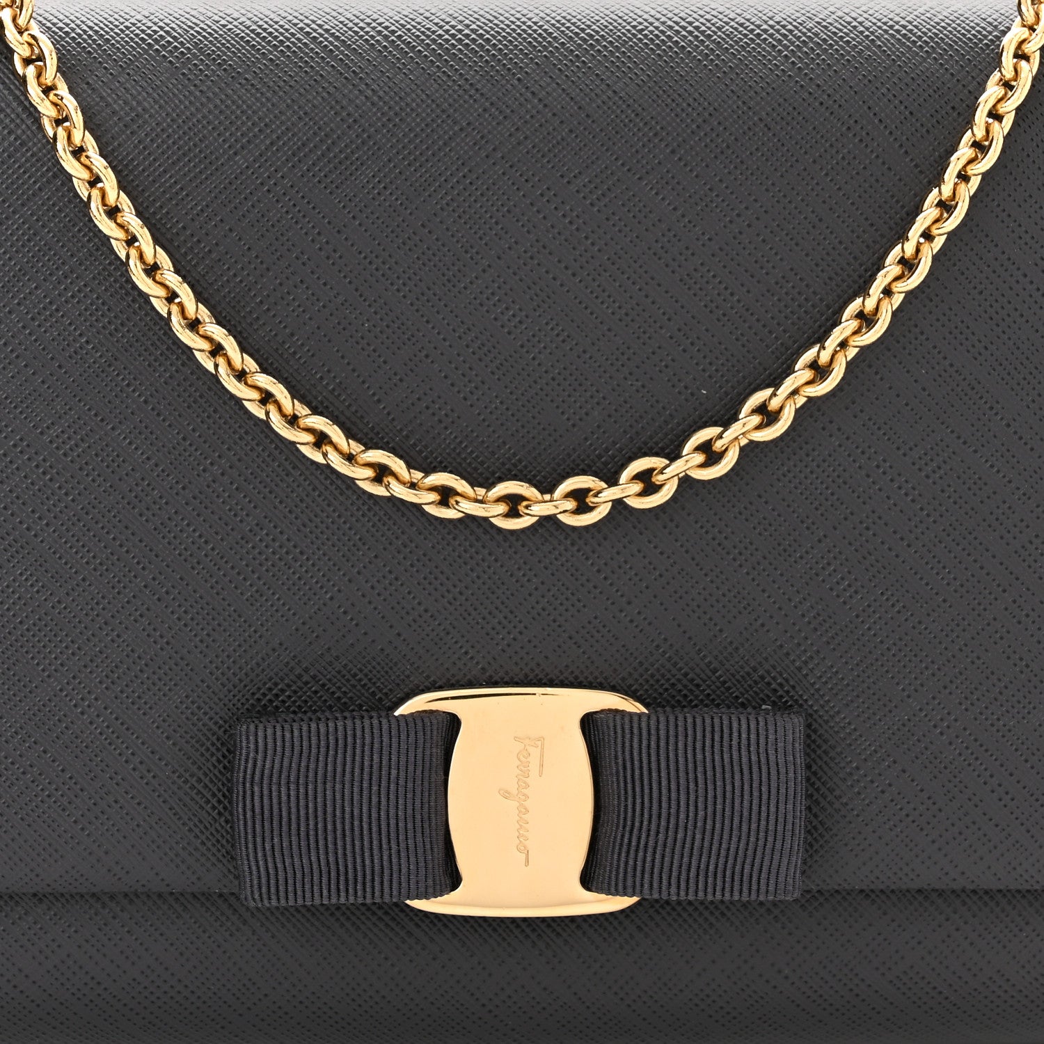 Salvatore Ferragamo Printed Calfskin Ginny Shoulder Bag Dark Grey 7 of 9