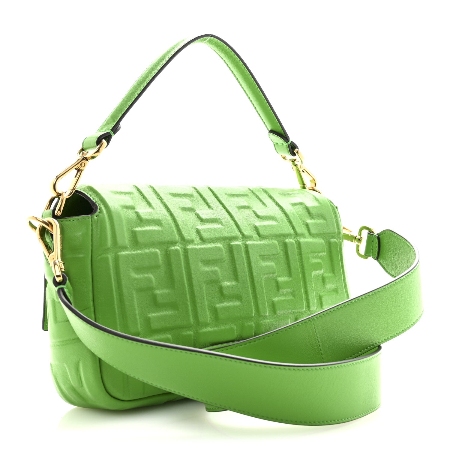 Fendi Nappa FF 1974 Embossed Baguette Tomatillo 3 of 10
