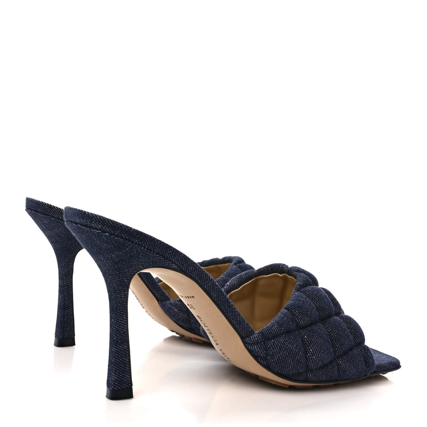 Denim Matelasse Padded Mule Sandals 39 Indigo