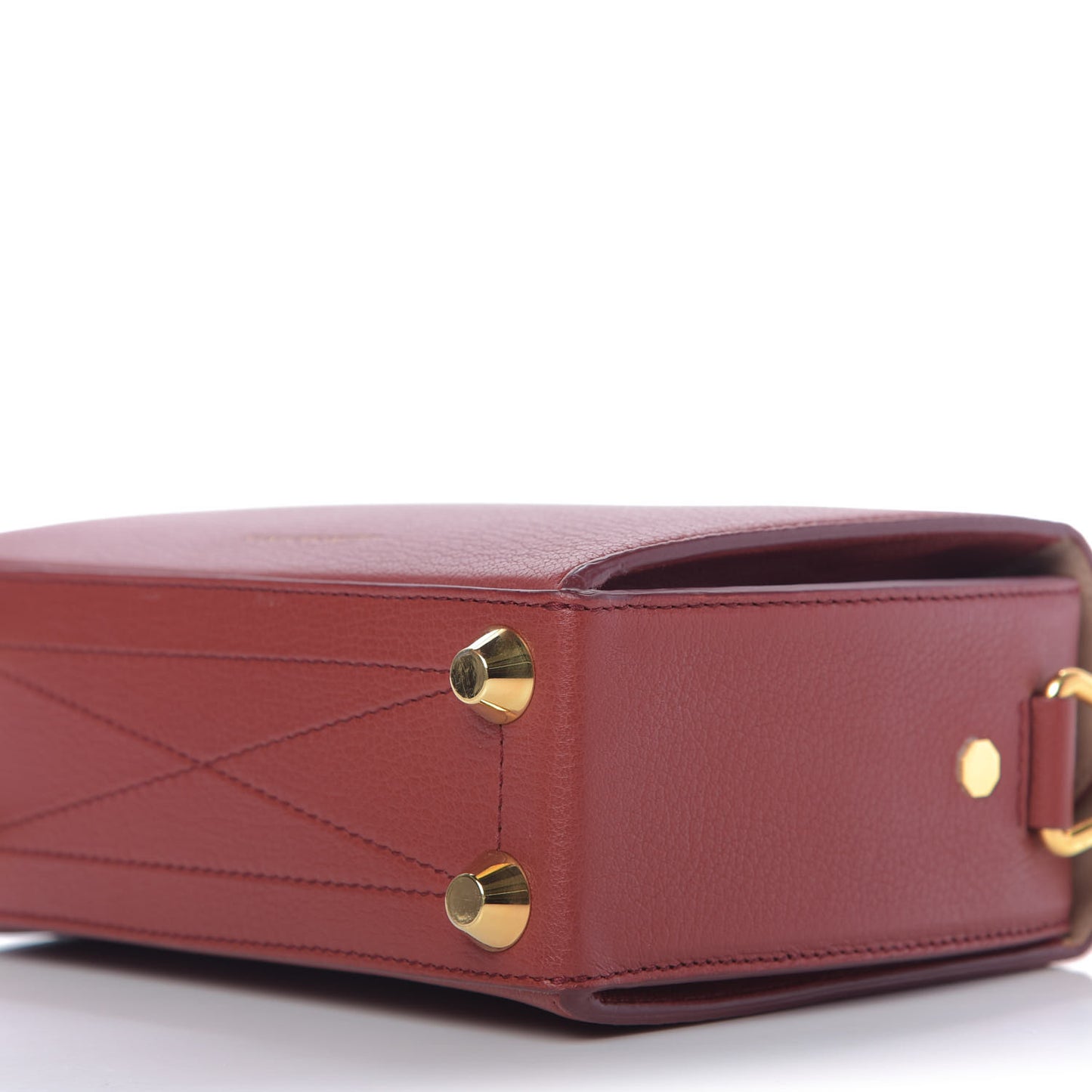 Silky Amish Grain Calfskin Box Shoulder Bag 19 Lacquered Red