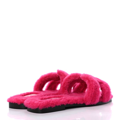 Hermes Woolskin Oran Sandals 36 Rose Fuchsia 4 of 7