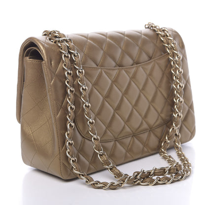 Chanel Metallic Lambskin Quilted Jumbo Double Flap Gold 3 of 11