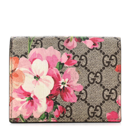 Gucci GG Supreme Monogram Blooms Card Case Wallet Beige Multicolor Dry Rose 1 of 6