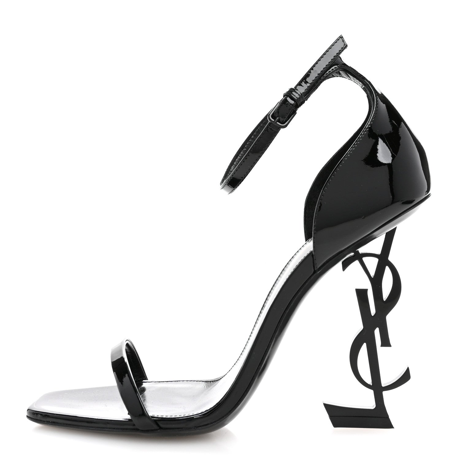 Saint Laurent Patent Calfskin Opyum 110 Sandals 37.5 Black 1 of 11