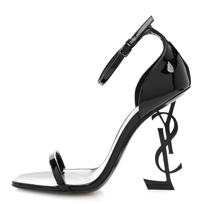 Saint Laurent Patent Calfskin Opyum 110 Sandals 37.5 Black 1 of 11