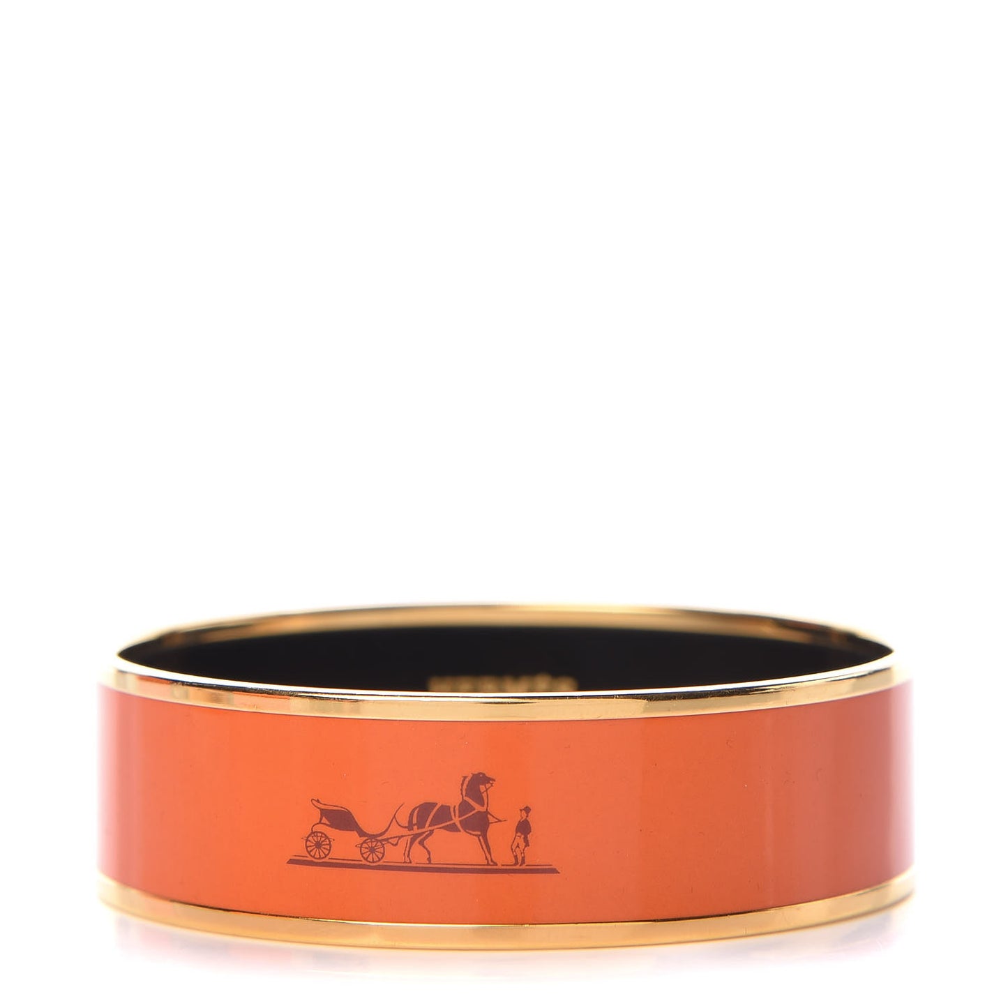 Enamel Printed Wide Caleche Bracelet 62 Orange