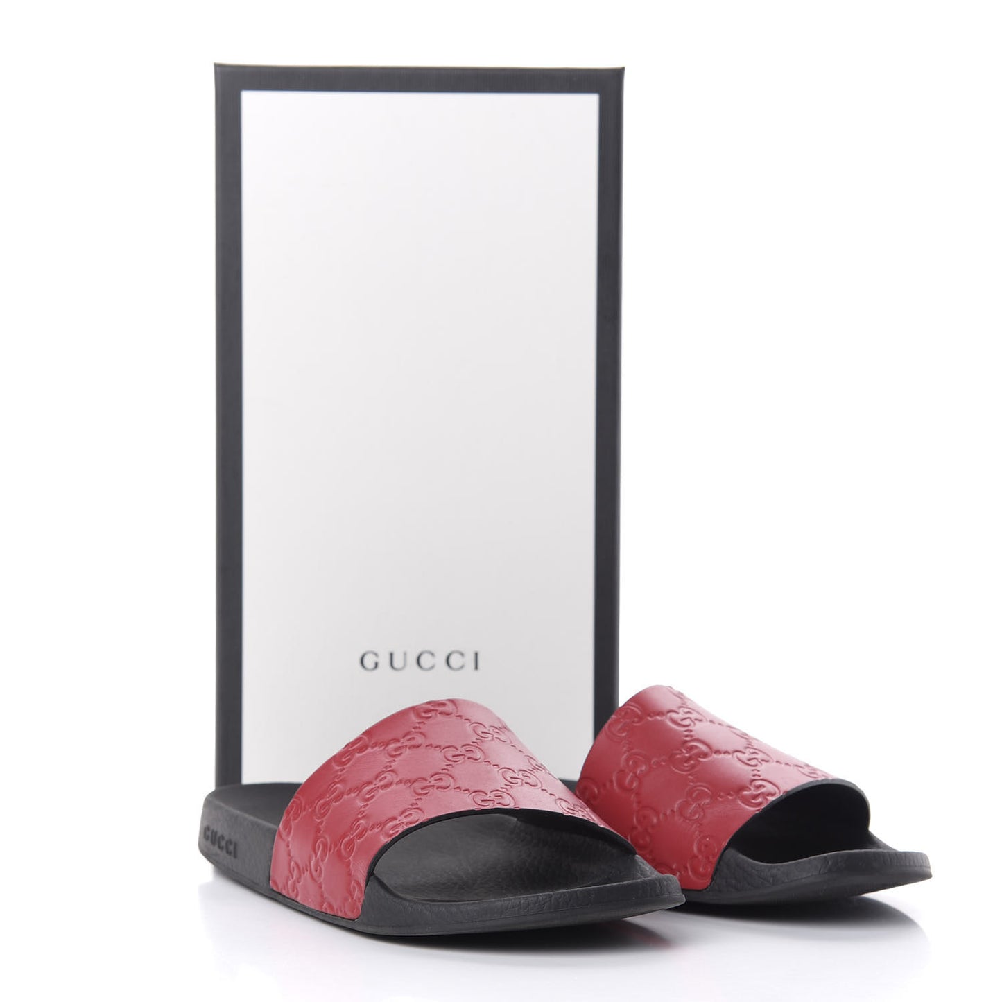 Guccissima Signature Womens Slide Sandals 39 Hibiscus Red