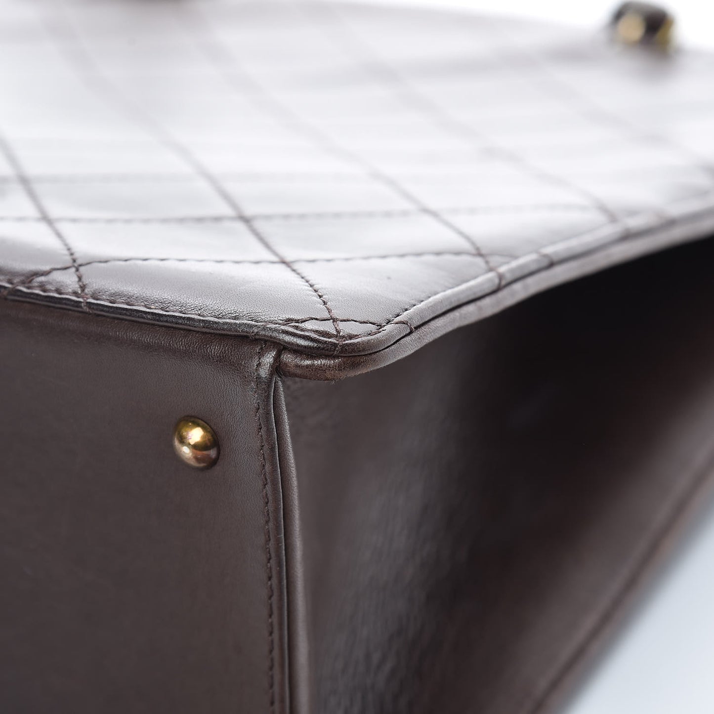 Calfskin Stitched CC Tote Dark Brown
