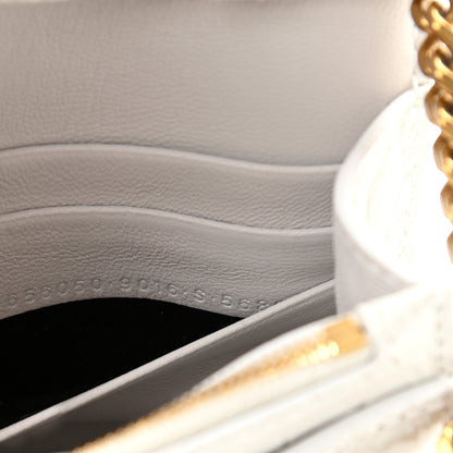 Balenciaga Shiny Calfskin Crocodile Embossed Hourglass Chain Bag White 10 of 11