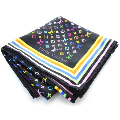 Louis Vuitton Silk Monogram Multicolor Square Scarf Black 6 of 6