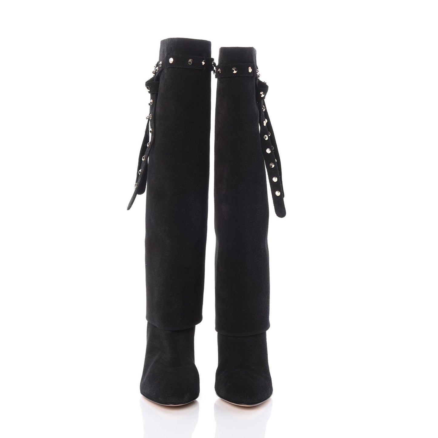 Suede Rockstud Foldover Tie 90mm Boots 36 Black
