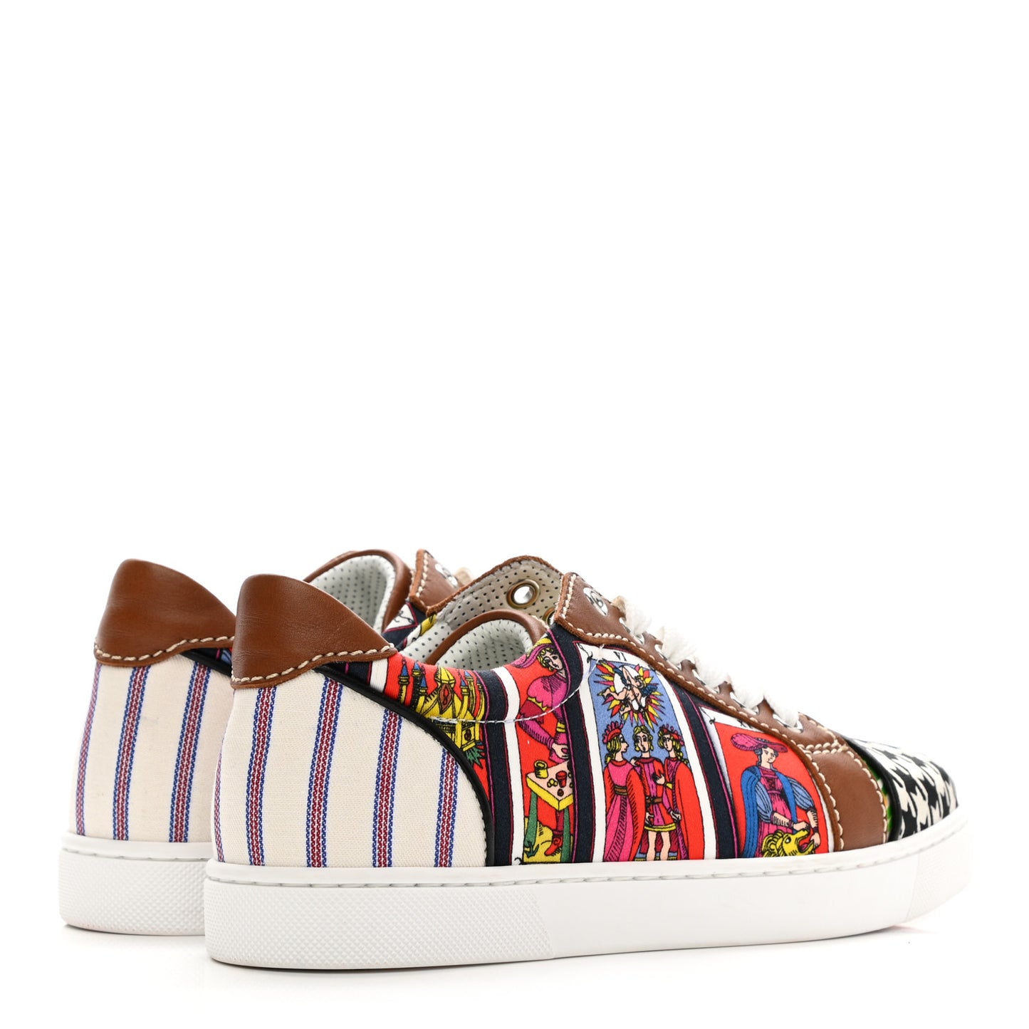 Linen Canvas Calfskin Womens Vieira Tarot-Print Sneakers 36.5 Multicolor