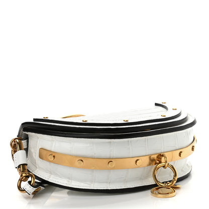 Chloe Calfskin Crocodile Embossed Small Nile Bracelet Minaudiere Bag White 4 of 14