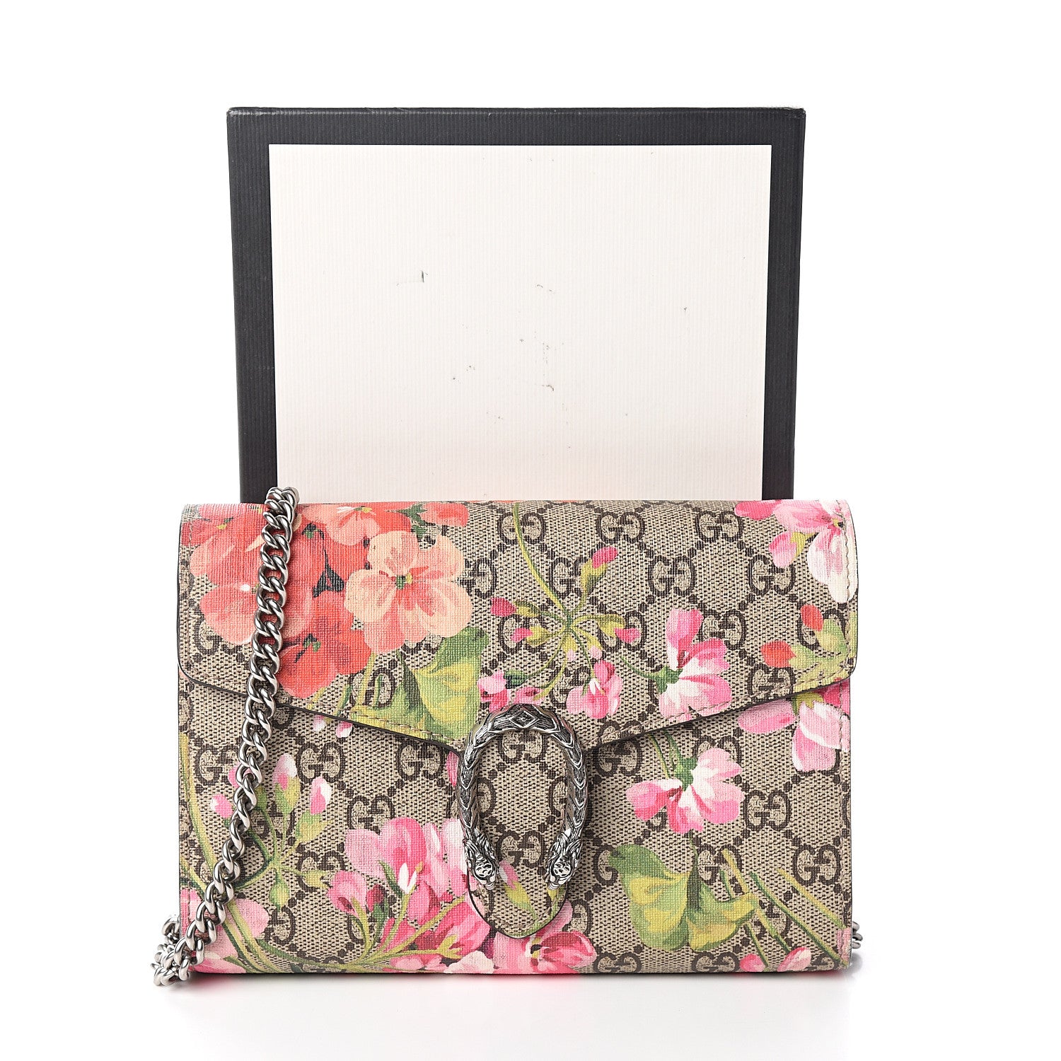Gucci GG Supreme Monogram Blooms Mini Dionysus Chain Wallet Beige Multicolor Dry Rose 13 of 13