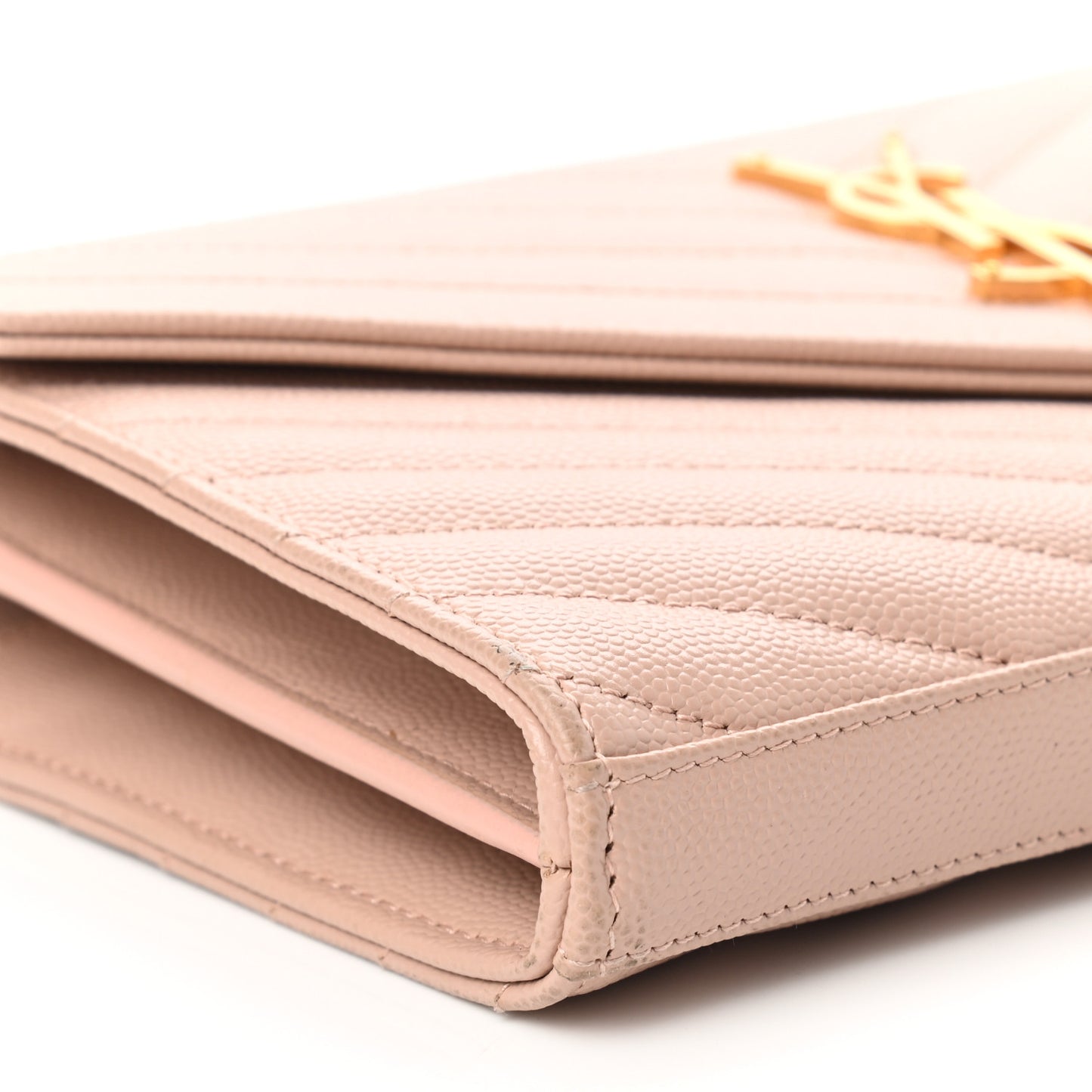 Grain De Poudre Matelasse Chevron Monogram Chain Wallet Pale Pink