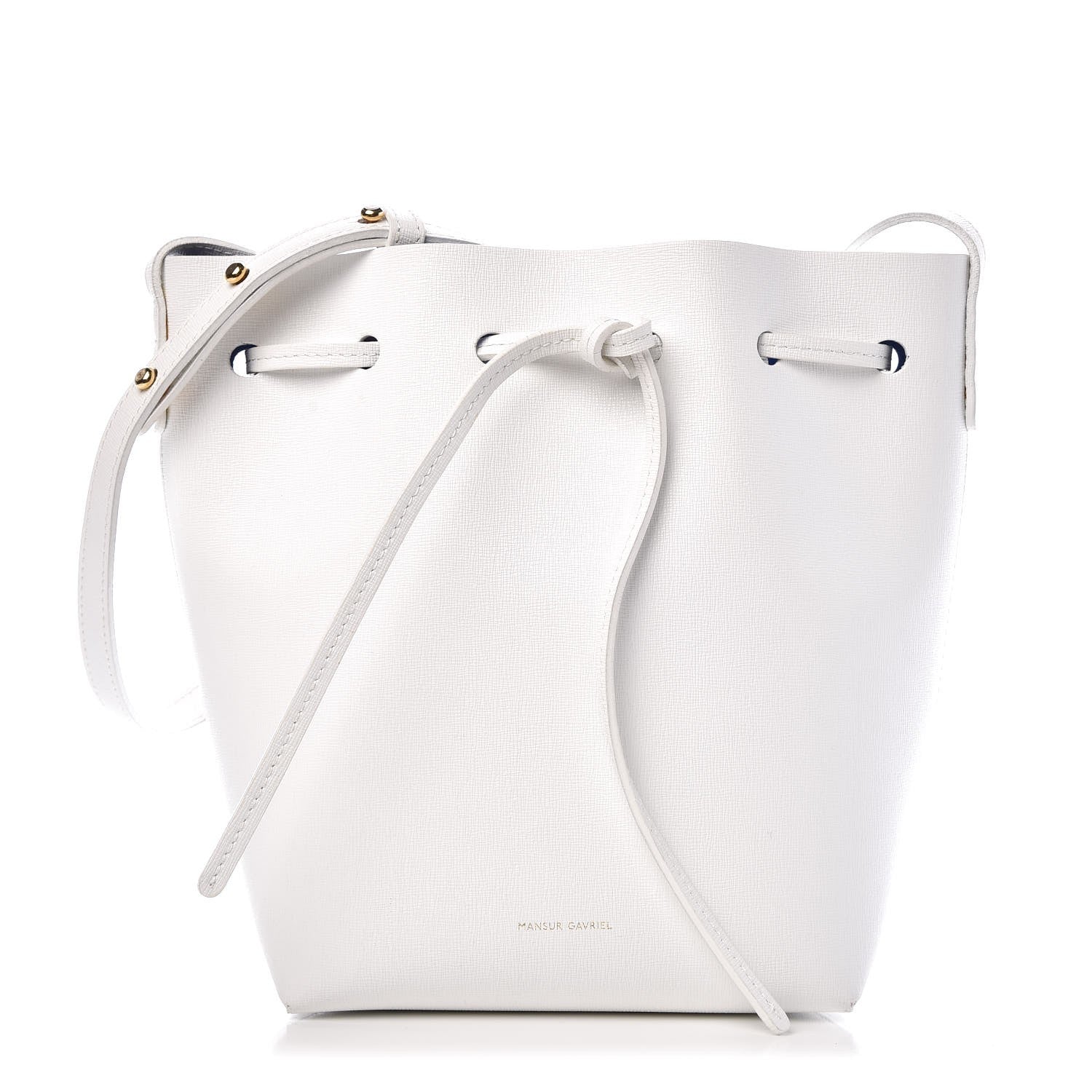 Mansur Gavriel Saffiano Mini Bucket Bag White Royal 1 of 10