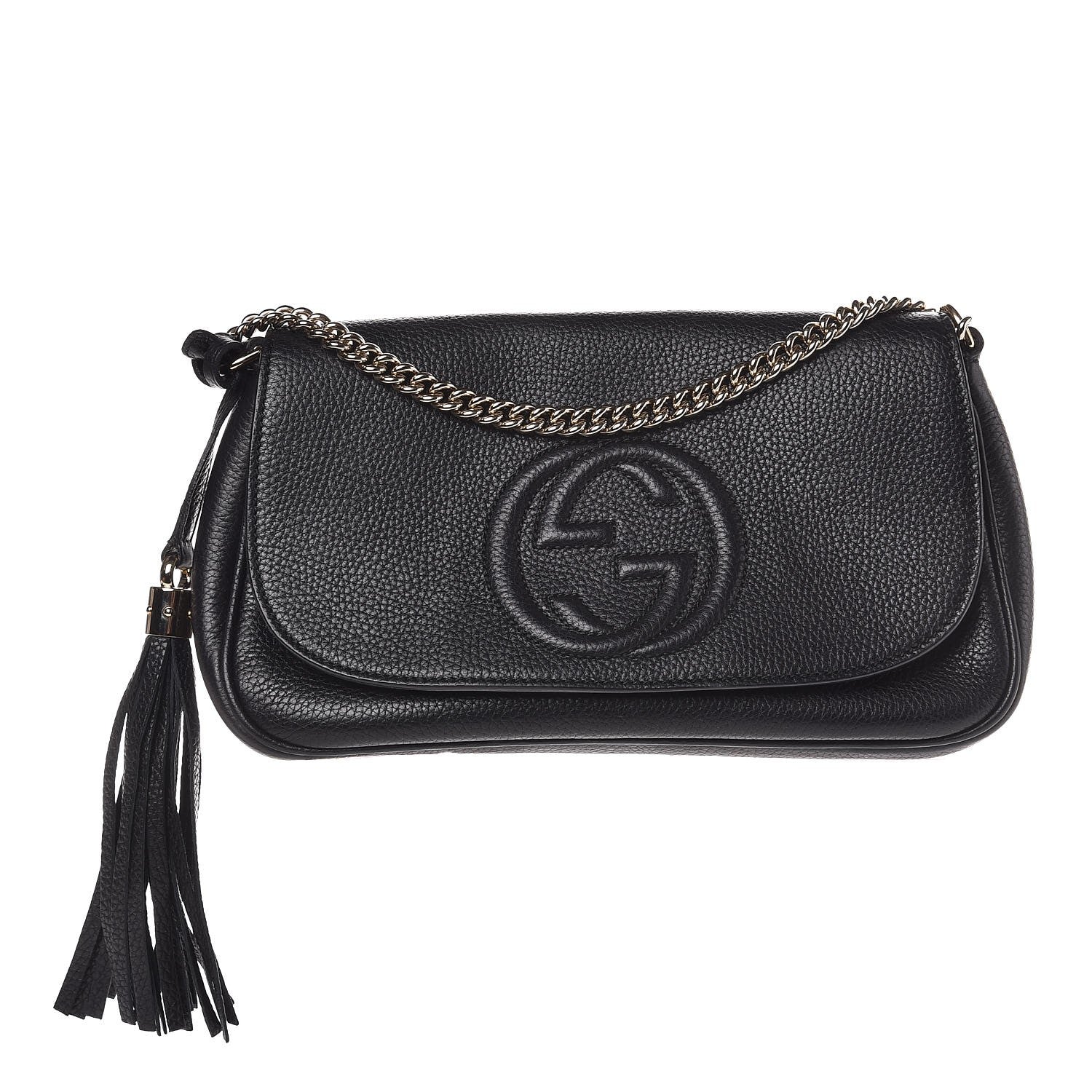 Gucci Pebbled Calfskin Medium Soho Flap Crossbody Black 1 of 12