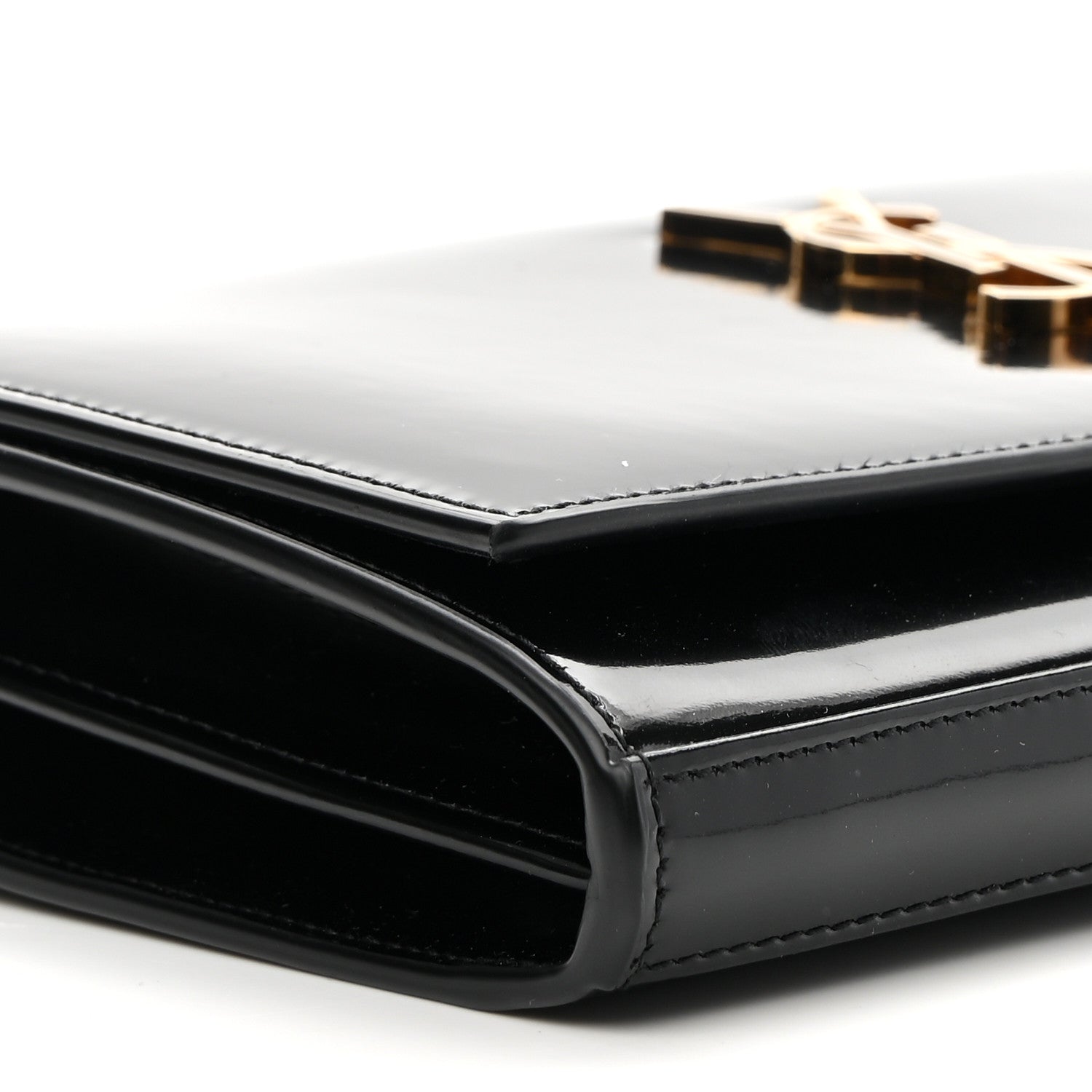 Saint Laurent Patent Calfskin Monogram Kate Wallet On Chain Black 9 of 10