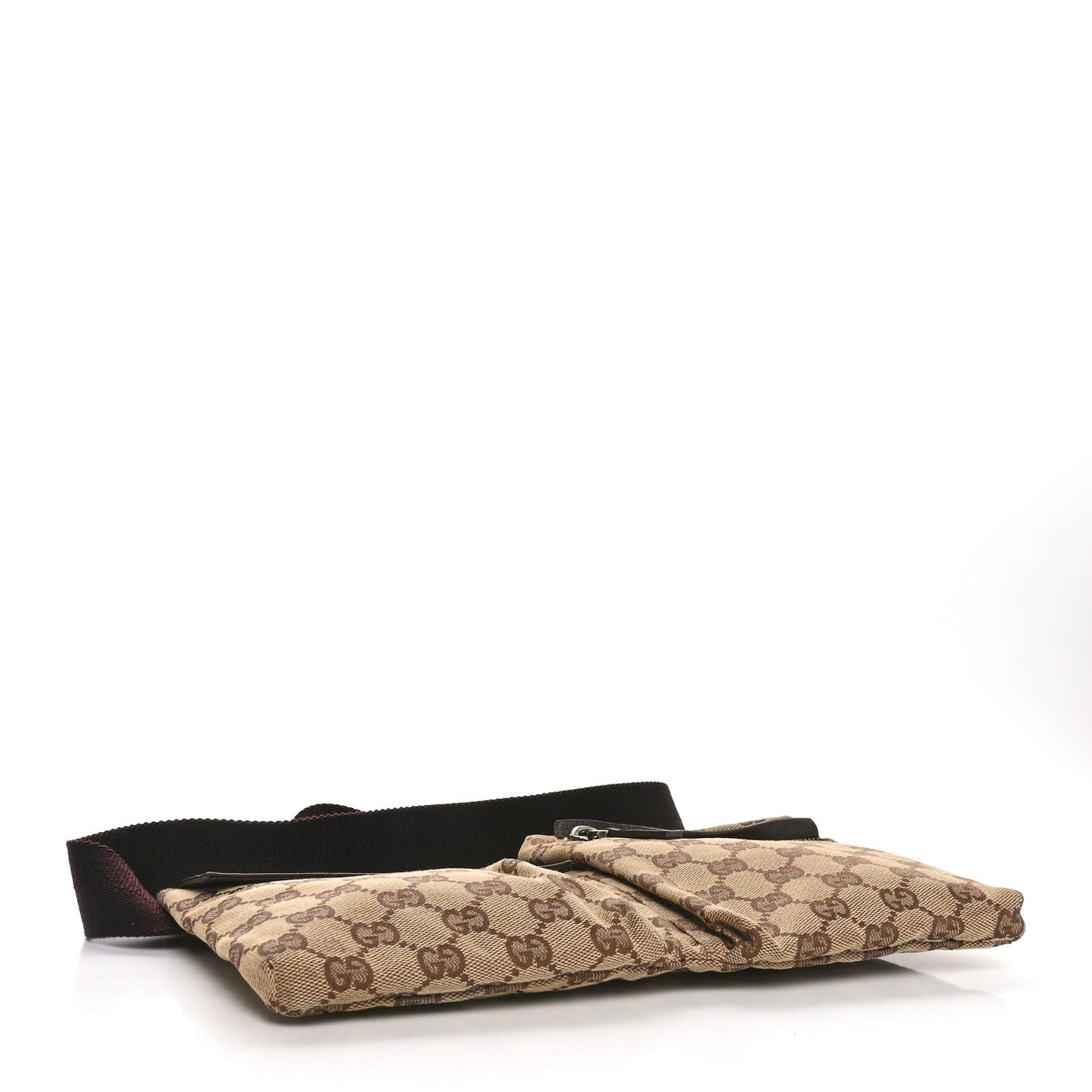 GG Monogram Double Pocket Belt Bag Dark Brown