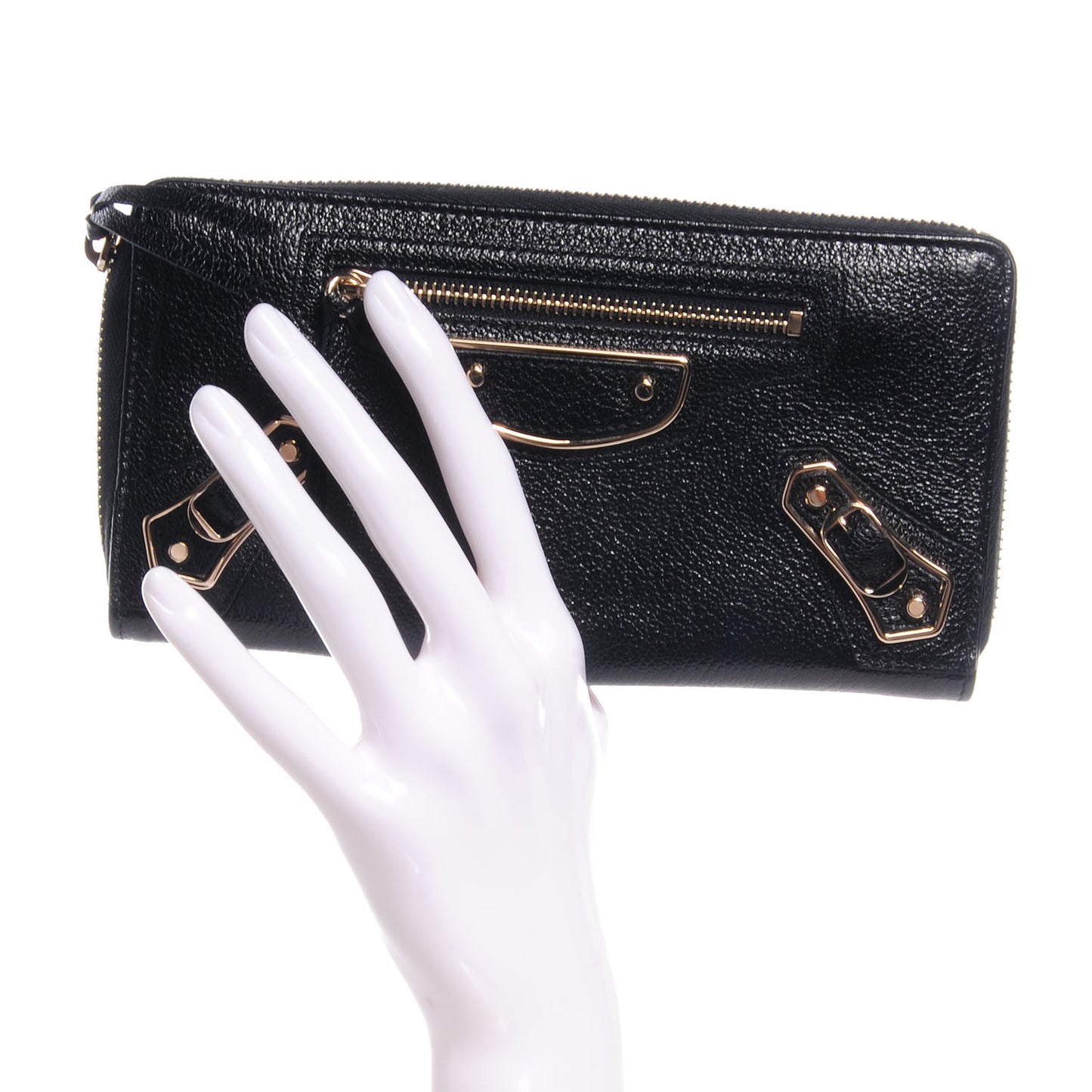 Chevre Metallic Edge Wallet Black