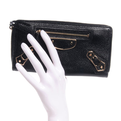 Balenciaga Chevre Metallic Edge Wallet Black 2 of 8