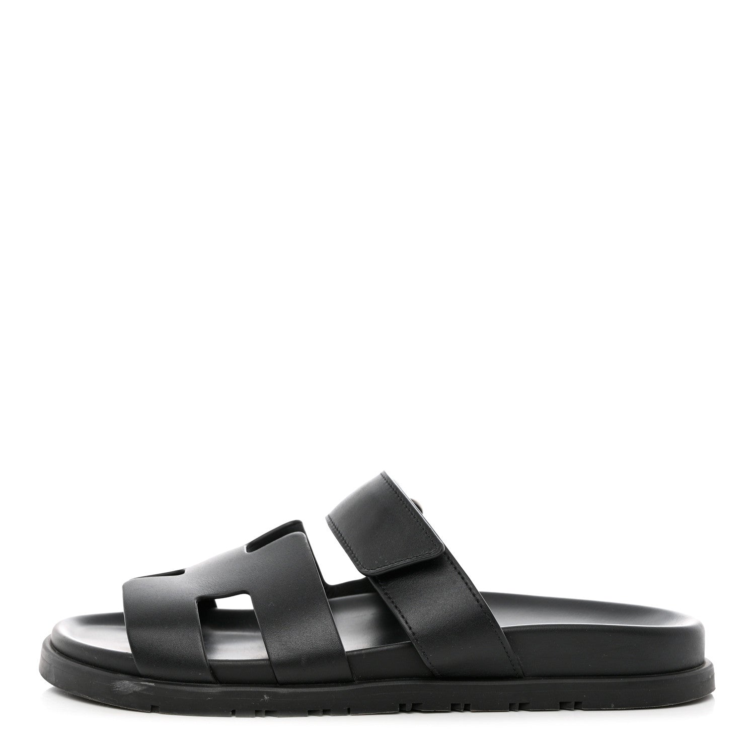 Hermes Calfskin Womens Chypre Sandals 39.5 Black 1 of 12