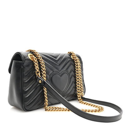 Gucci Calfskin Matelasse Small GG Marmont Shoulder Bag Black 3 of 10