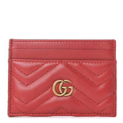 Gucci Calfskin Matelasse GG Marmont Card Holder Hibiscus Red 1 of 7